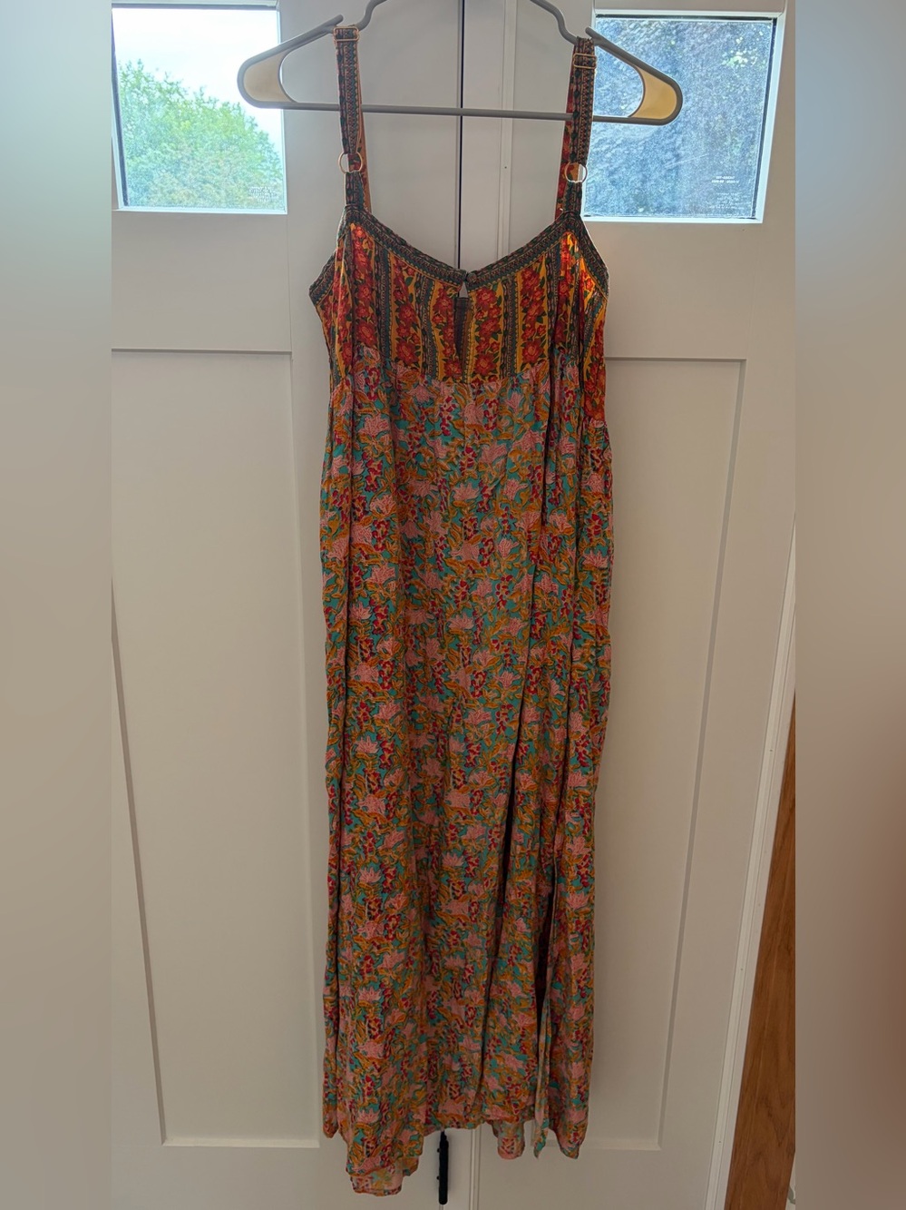 NATURAL LIFE Maxi Dress Patti Side Slit Floral Medium Boho Turquoise Orange Pink - Picture 7 of 12